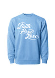 Faith, Hope & Love Airbrush Crew Sweatshirt - Multicolor - Blue & Maroon